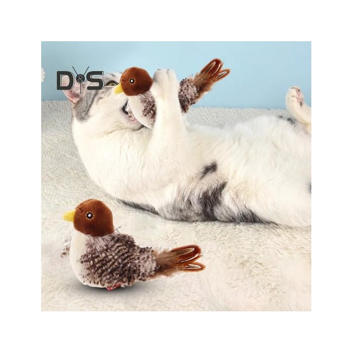 Katzenspielzeug mit zwitscherndem Vogel, interaktives, automatisches, quietschendes Vogelspielzeug für Hauskatzen, zwitschern