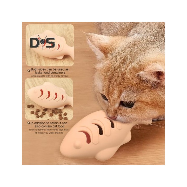 Katzenspielzeug aus Silikon in Fischform mit Katzenminzenbällen, bissfestes Zahnreinigungsspielzeug für Hauskatzen, interakti