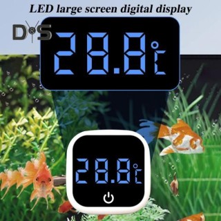 Digitales Aquariumthermometer mit präziser LED-Anzeige, hochpräziser kabelloser Temperaturmonitor für Aquarien A weiß