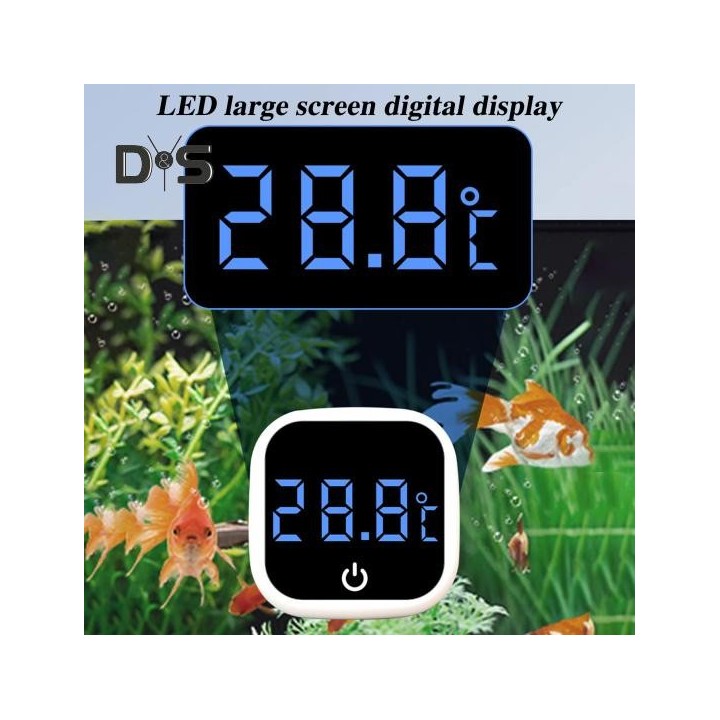 Digitales Aquariumthermometer mit präziser LED-Anzeige, hochpräziser kabelloser Temperaturmonitor für Aquarien A weiß