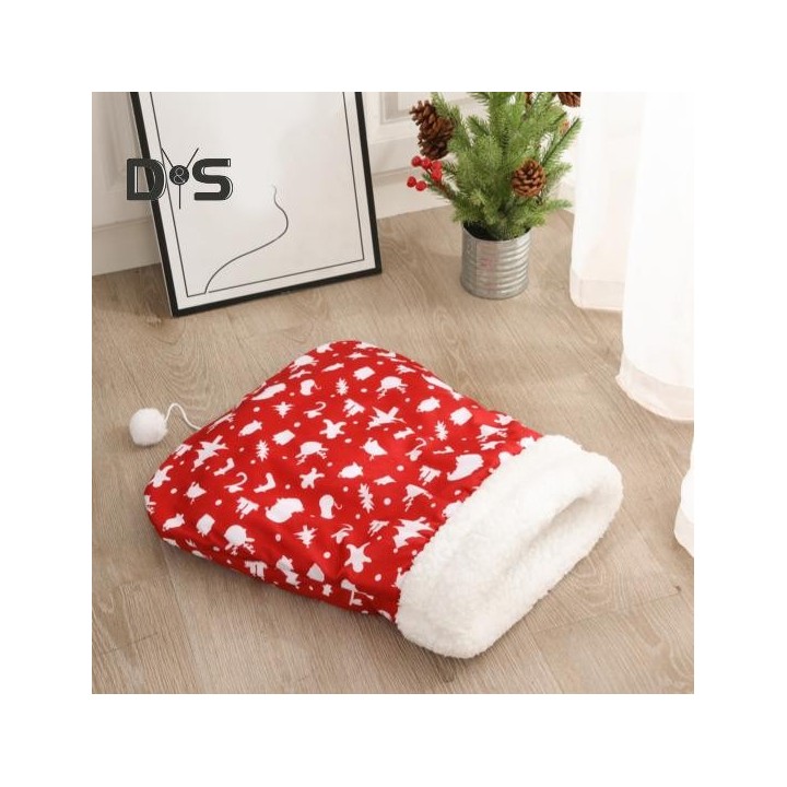 Winter-Katzenschlafsack, weicher Plüsch, großer Katzenschlafsack, 360-Grad-Wärme, Katzensack, gemütliches Haustierbett, Höhle