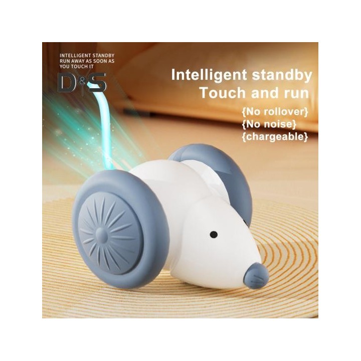 Elektrische Maus für Katzen, interaktives Spielzeug, intelligente Katzenmaus mit LED-Schwanz, stimulierte Jagd, kabellos, wie