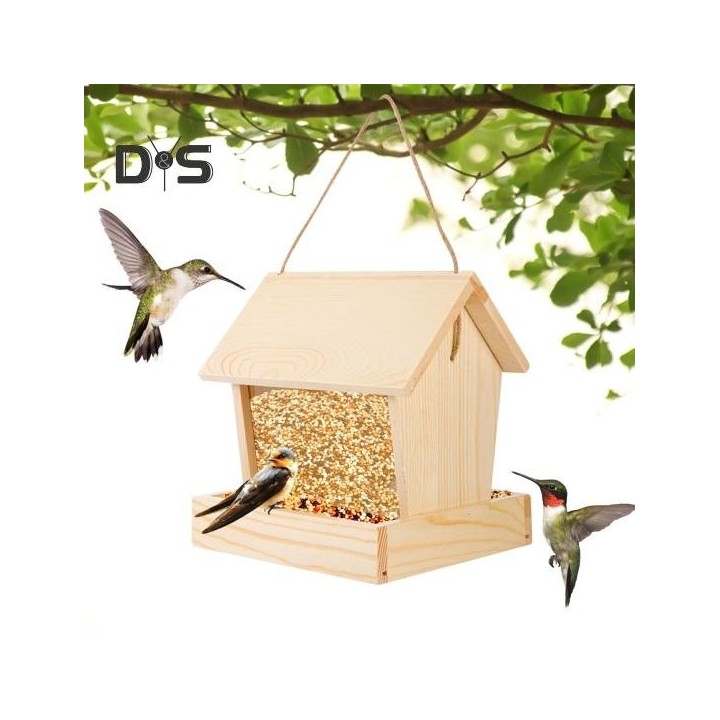 Vogelhäuschen aus Holz zum Aufhängen für draußen, Futterhäuschen für Wildvögel, eichhörnchensicheres Vogelhäuschen, Mehlwurm-