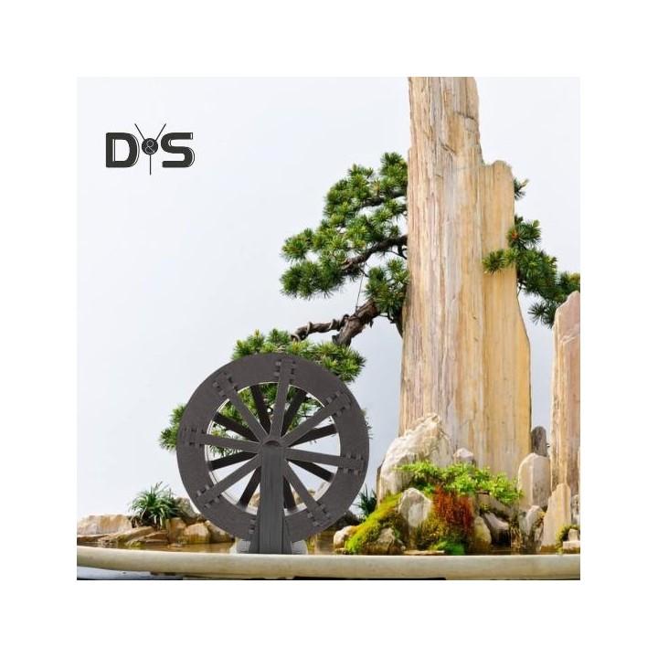 Wasserrad DIY Wasserfall Brunnen Zubehör Brunnenrad für Bach- und Generatorszenen Layout Aquarium Dekor 13cm