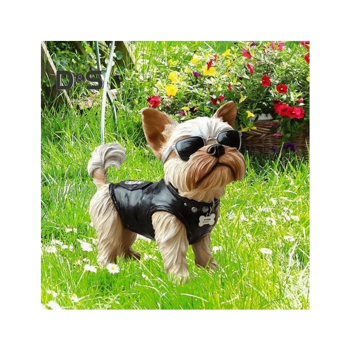 Hunde-Gartenstecker, Welpe in Weste, Sonnenbrille, Outdoor-Dekoration, Stecker, Hofkunst, Hundeschild, Dekoration für Terrass