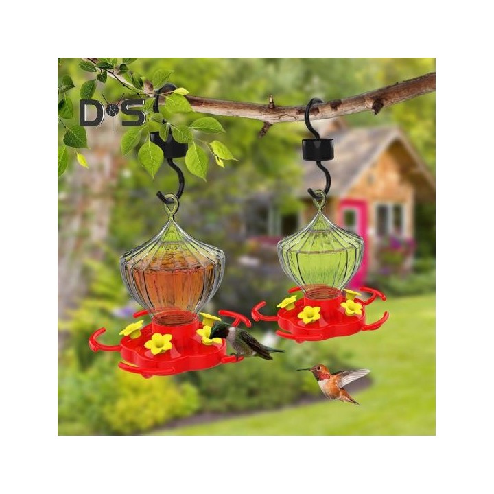 16 oz Kolibri-Futterspender zum Aufhängen im Freien, Kolibri-Futterspender mit 5 Blumenfütterungsöffnungen und Sitzstange als