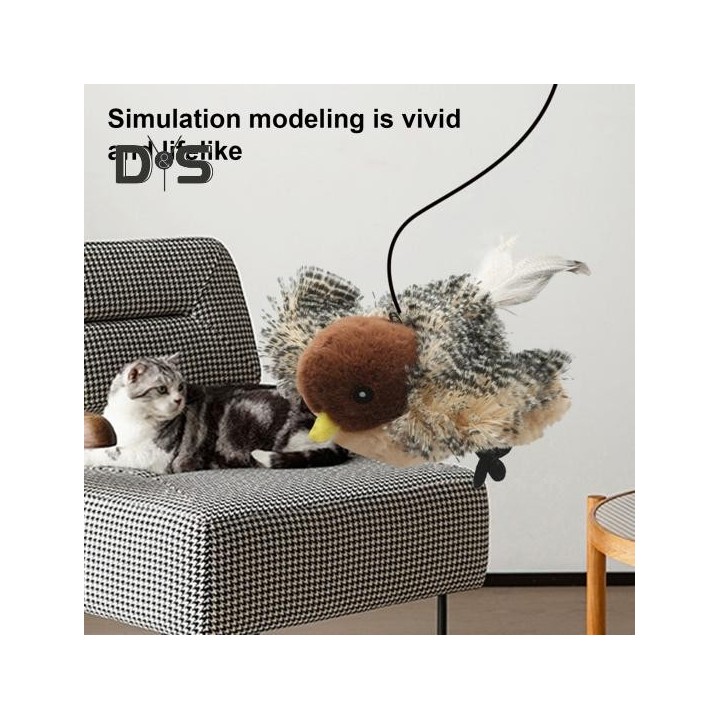 Interaktives Katzenspielzeug mit zwitschernden Vögeln, Simulation von Plüschvögeln mit Fernbedienung, wiederaufladbares, berü