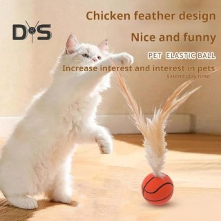 Katzenspielzeug, Feder-Kratzball, interaktiver Haustier-Ball aus elastischen Hühnerfedern und Sisal, fester, beißender und ka