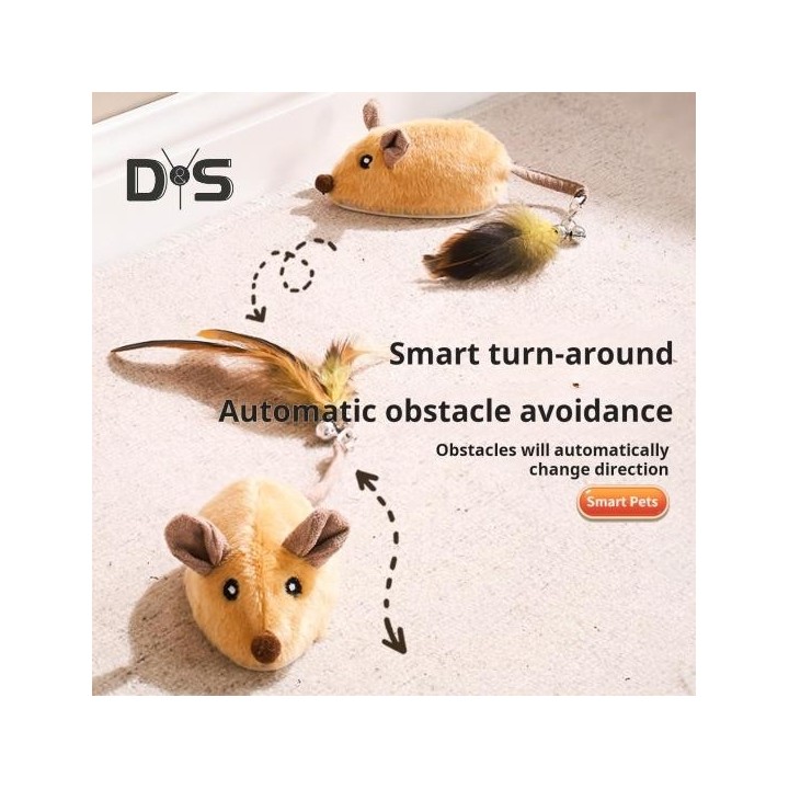 Elektrisches Mausspielzeug für Katzen, interaktive Plüschmaus mit Fernbedienung, wiederaufladbar, automatisch bewegliches Kat