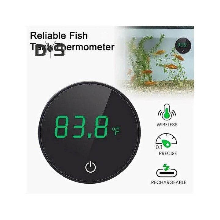 Digitales Thermometer für Aquarien, LED-Anzeige, Aquariumthermometer, kabellos, zum Aufkleben, Design, Messung der Wassertemp
