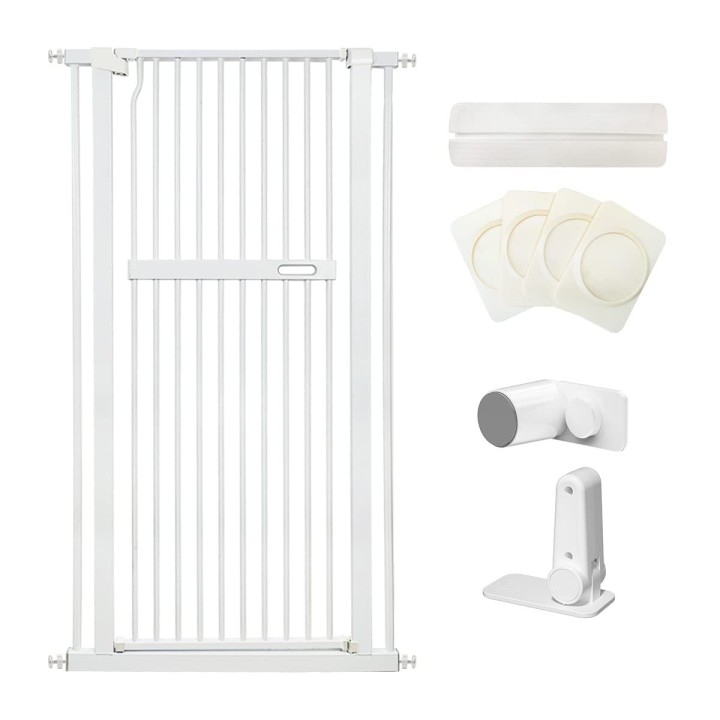 RAKU Zaunabstand Haustierhöhe 140 cm hoch Einbaubreite Doppelte Tür ohne Bohren automatisch vorne und hinten 90 Grad Ausbruch