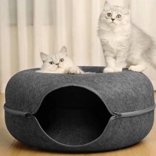 Donut Katzenbett Haustier Katzentunnel Interaktives Spielspielzeug Katzenbett Dual-Use-Innenspielzeug Kätzchen Sportausrüstun