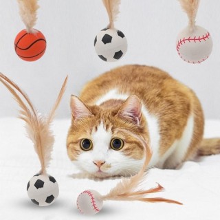 Interaktives Katzenspielzeug mit springendem Ball für den Innenbereich, rollender magischer Ball, neckender Stock, Katzen-/Hu