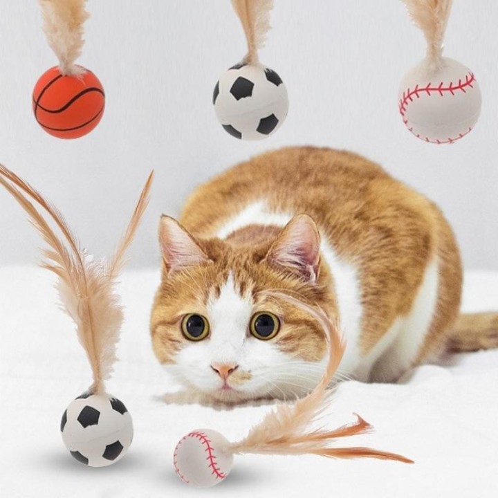 Interaktives Katzenspielzeug mit springendem Ball für den Innenbereich, rollender magischer Ball, neckender Stock, Katzen-/Hu