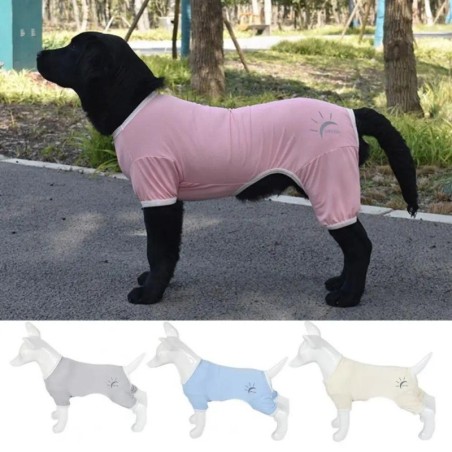 Bequeme, elastische UV-Schutzkleidung für Haustiere, vierbeiniger, atmungsaktiver Hundeoverall, einfarbig, waschbar, für Reis