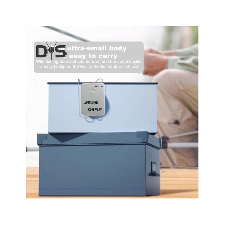 Aquarium-Luftpumpe, wiederaufladbar, mit zwei Ausgängen, Sauerstoffpumpe für Aquarien, Bubbler, Mini-Hydroponik-Aquarium-Belü