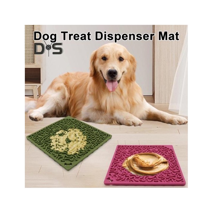 Hunde-Leckmatte mit langsamer Fütterung, Silikon-Leckpad mit Saugnapf, Puzzlematte für Tiernahrung und Leckerlis, Matte für l