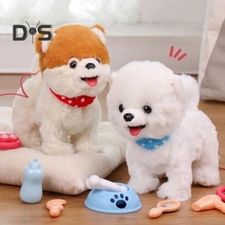 1 Set Elektronisches Plüsch-Hundespielzeug für Kinder mit Haustierpflegezubehör, Gehendes interaktives Welpen-Kaninchen-Katze