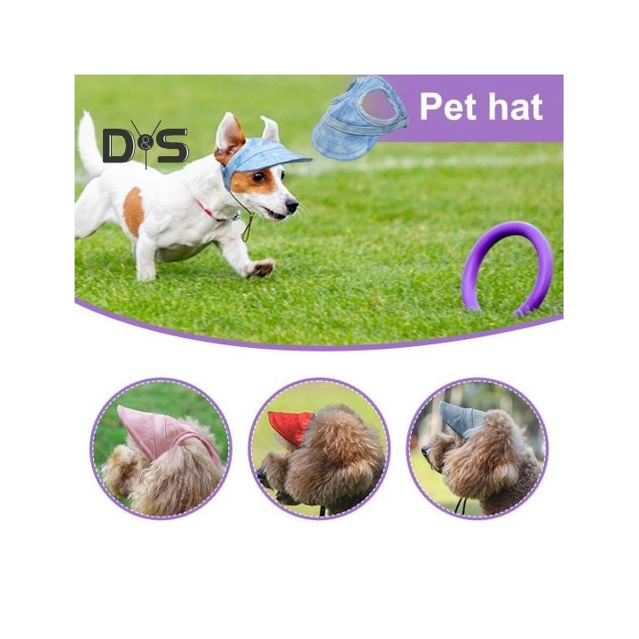 Hunde-Strandhut, Sonnenschutz, Haustier-Baseballkappe mit Ohrlöchern, Hunde-Canvas-Visier-Outfit, Welpen-Sonnenhaube, Strand-