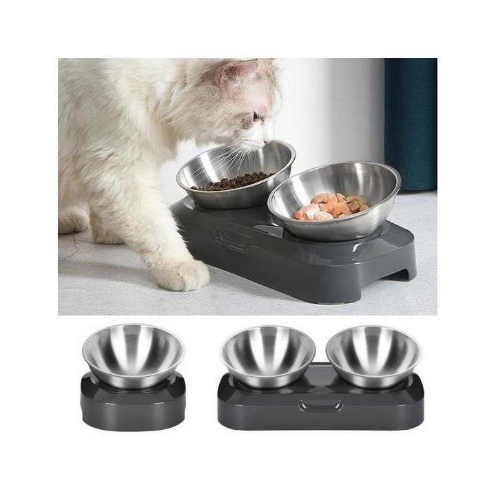 Höhenverstellbare, erhöhte Katzenfutternäpfe, Anti-Erbrechen-Edelstahl für Katzen und Hunde, fördern gesunde Essgewohnheiten