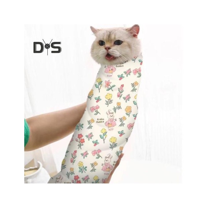 Selbstklebende Katzenpflege-Wickeltasche, Katzenkrallenschneide- und -reinigungs-Rückhaltetasche, Biss- und Kratzschutz, Fluc