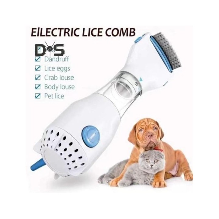 Tierhaar-Lausentferner, Haustier-Flohkamm, Läusekamm, Edelstahlzähne, Staubsauger, Läuse- und Eierfänger für kleine, mittelgr