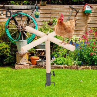 Hühnerstange, Spielzeug, Kükenstange aus Holz, Ständer mit Erdspieß aus Metall, Hühnerstall, Hinterhof, Geflügelzubehör für H