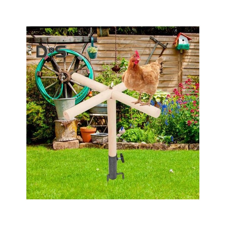 Hühnerstange, Spielzeug, Kükenstange aus Holz, Ständer mit Erdspieß aus Metall, Hühnerstall, Hinterhof, Geflügelzubehör für H