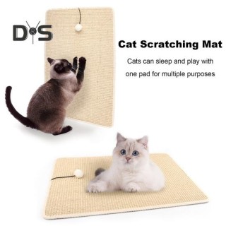 Kratzmatte für Katzen, natürliche Sisal-Kratzmatte mit Plüschball, Möbelschutz, rutschfeste Wände und Böden, Kratzmatte für K