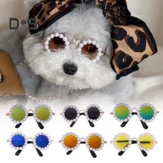 Haustierbrille, Kunstperlen-Sonnenbrille für Haustiere, Dekoration, Haustier-Cosplay-Anziehaccessoire, Katzen-/Hundeparty-Kos