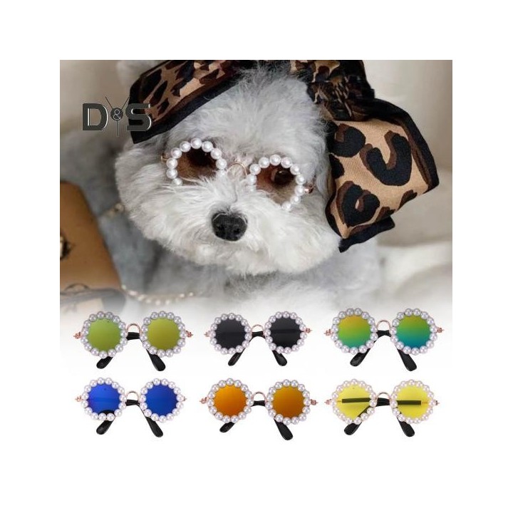 Haustierbrille, Kunstperlen-Sonnenbrille für Haustiere, Dekoration, Haustier-Cosplay-Anziehaccessoire, Katzen-/Hundeparty-Kos