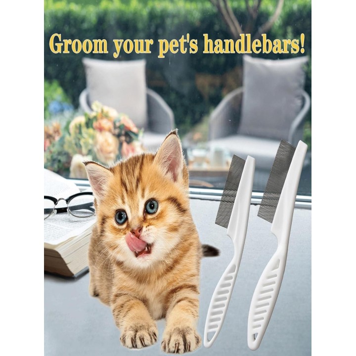 Aço inoxidável Pet Hair Grooming Comb, Pente de pulga para gato e cachorro, Escova de pele remoção de pele XS weiß