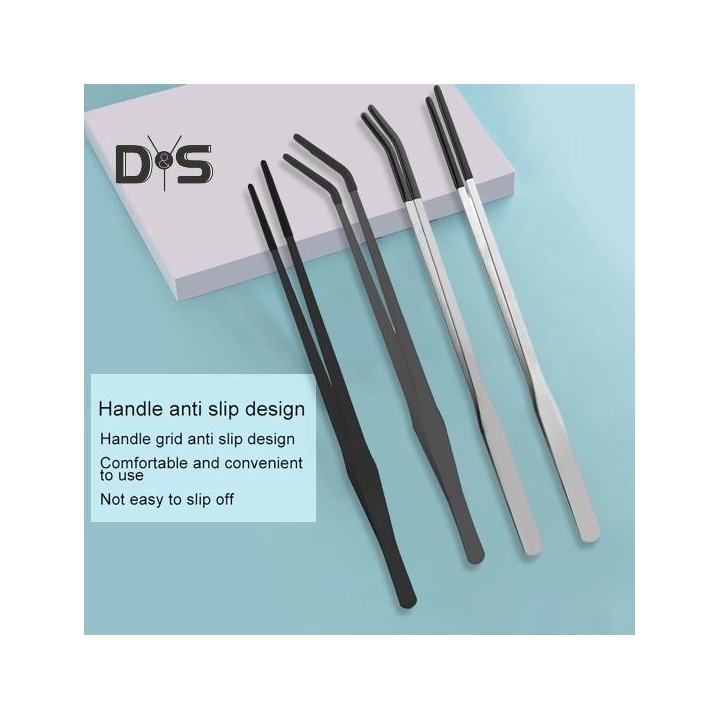 Fütterungszange für Reptilien aus Edelstahl mit Gummispitze, gerade/gebogene lange Pinzette für Aquarien, Bartagamen, Tanksch