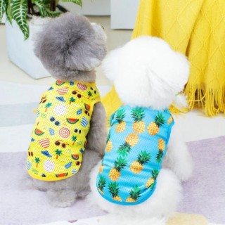 Waschbare Hundebluse, ärmellos, schöner Ananas-Druck, Sommerpullover für Haustiere XS blau