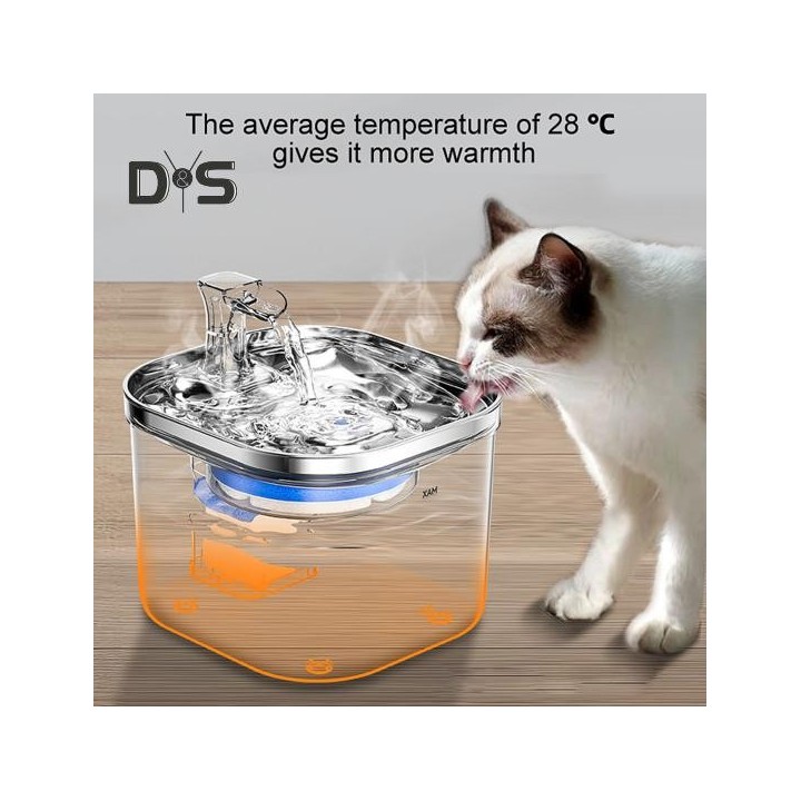 2L Katzentrinkbrunnen Leiser Edelstahl-Trinkbrunnen für Haustiere mit Filter Automatischer Katzenwasserspendernapf für Hauska