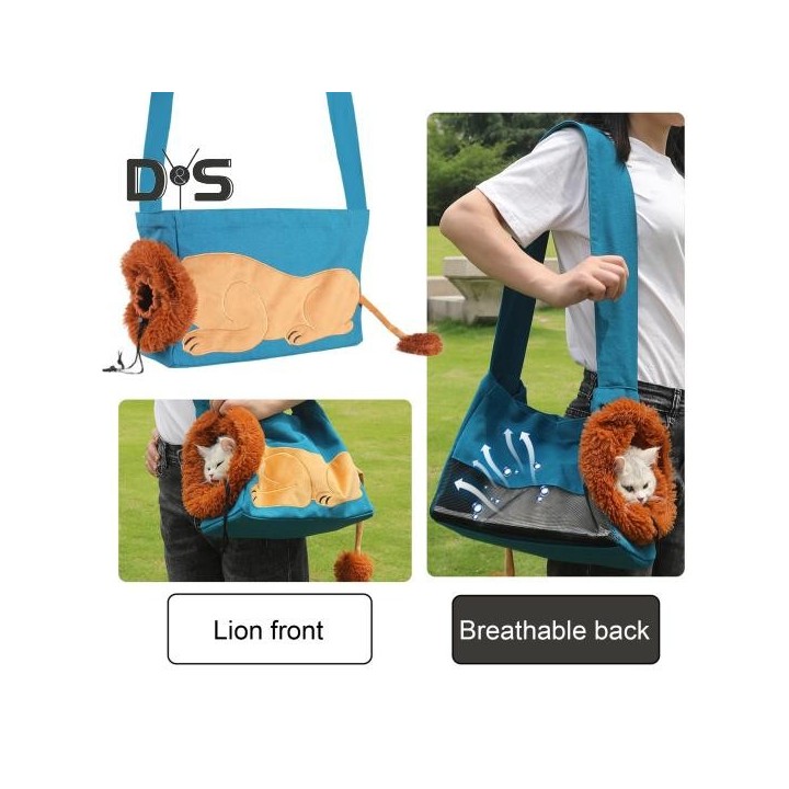Pet Out Umhängetasche, Löwenförmiger Showkopf, Canvas, Katzentragetasche, Tragetasche für Haustiere im Freien, Reisetasche fü