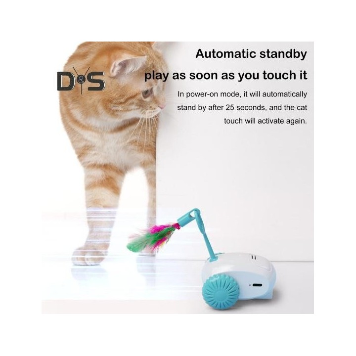 Katzenspielzeug mit Turboschwanz, interaktives Katzenmausspielzeug, wiederaufladbar über USB, automatisch bewegliches Teaser-