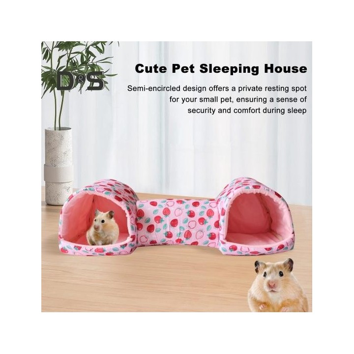 Tunnelbett für Kleintiere, Plüsch-Hamsternest, Meerschweinchen, gemütliches Versteck, warmes Häschenspielzeug, Käfigzubehör f