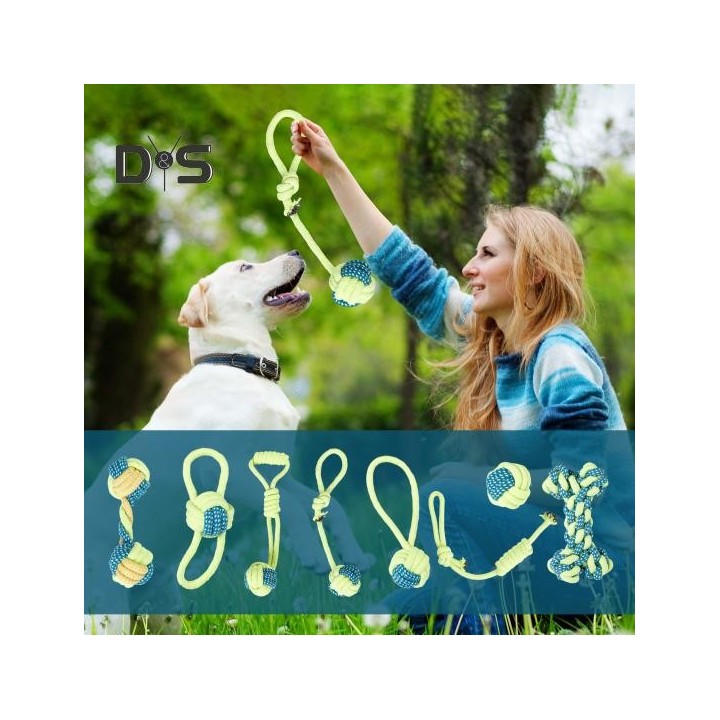 7/8 Stück Hundeseilspielzeug, kaufestes Baumwollseil-Knotenspielzeug für aggressive Kauer, interaktives Tauziehen-Beißspielze