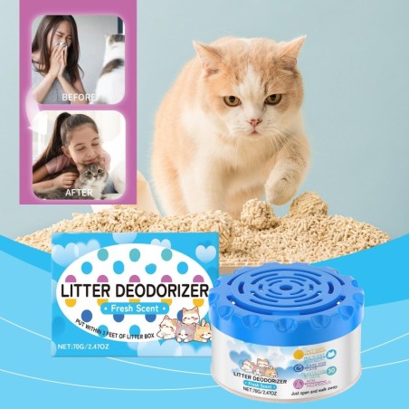 Katzenstreu-Deodorant, frischer Duft, Katzenstreu-Deodorant-Gel in Dosen, Katzentoilette, Haustier-Erfrischer, 70 g weiß