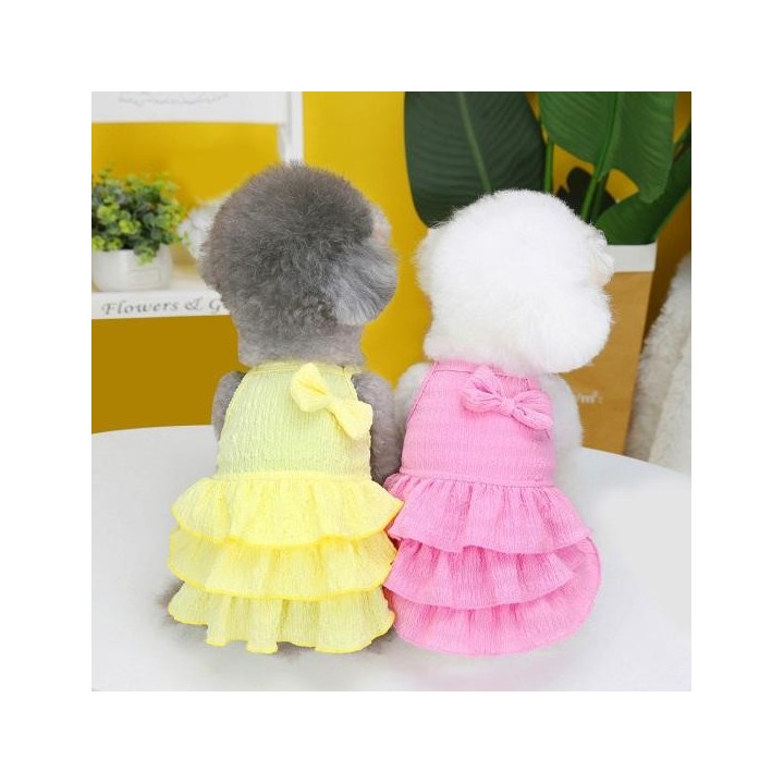 Atmungsaktives Haustierkleid, entzückendes, stilvolles Hundekleid mit geschichtetem Saum, Prinzessinnen-Kleid M grün