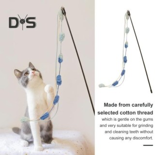 Interaktives Katzenspielzeug mit Glöckchen, Quaste, Katzenstab, Spielzeug mit pelzigem Ball, Neckstab für Katzen, Zubehör für