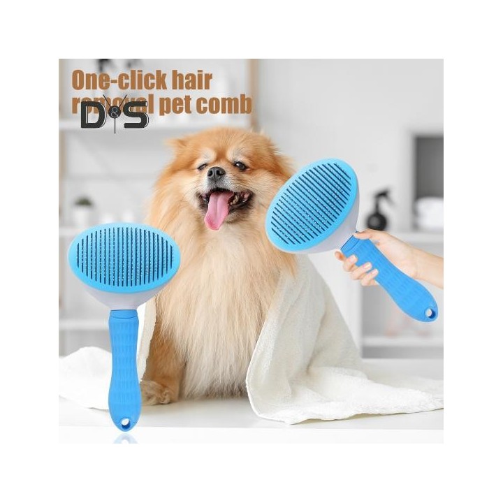 Katzenpflegebürste, schmerzlose Tierhaarentfernung, sanfter Entwirrungskamm für Haustiere mit Ein-Klick-Taste zum Haarentfern