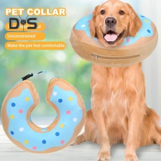 Aufblasbares Haustierhalsband, verstellbar, für Hunde nach Operationen, Erholung nach der Operation, Donut-Halsband gegen Bei