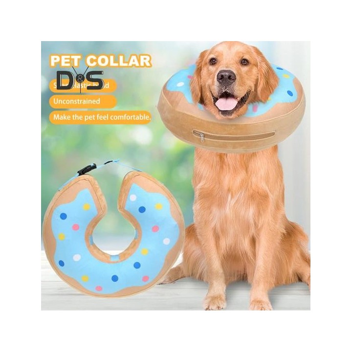 Aufblasbares Haustierhalsband, verstellbar, für Hunde nach Operationen, Erholung nach der Operation, Donut-Halsband gegen Bei