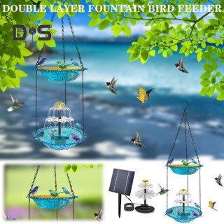 Hängendes Vogelbad-Futtertablett, 2-in-1-Garten-Vogelbad, Vogelwasser- und Samen-Futterspender, doppellagige hängende Futterp