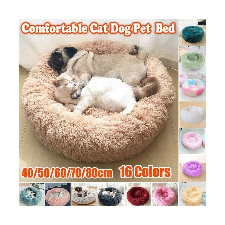 Rundes weiches Plüsch-Haustierbett, waschbare Haustiermatratze, Schlafkissen, warmes und bequemes Katzenhund-Haustier-Schlafb