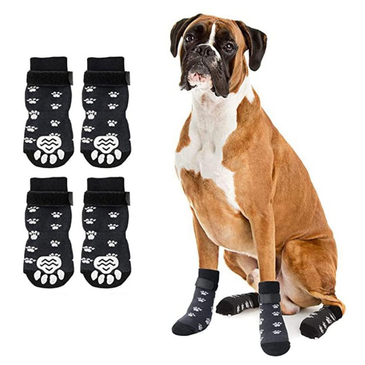 Haustier-Fußabdeckung, hydrophobe Haustier-Schutzsocken für kleine und mittelgroße Hunde, 4 Stück S schwarz