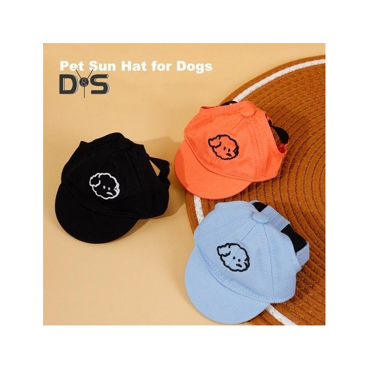 Sonnenschutzhut für Hunde mit Ohrlöchern, Hunde-Baseballkappe, Haustier-Canvas-Hut, Outdoor-Haustier-Visierkappe für Fotos, C