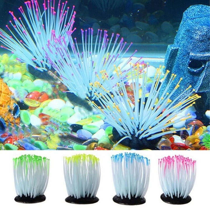 Aquarium Fisch Tank leuchtende Seeanemone künstliche Korallen Ornament Dekoration rot
